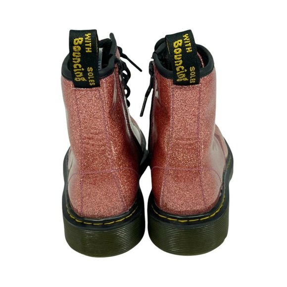 Dr. Martens Womens Delaney 1460 Pink Glitter Leather Lace Up Combat Boots Size 5 - Picture 5 of 6